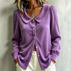 Women's Velvet Collared Long Sleeve Shirt