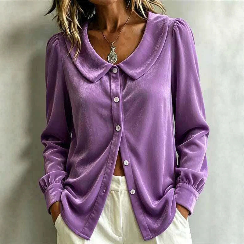 Women's Velvet Collared Long Sleeve Shirt