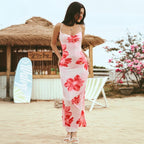 Women's Floral Lace-Up Beach Vacation Dress
