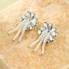 Floral Pearl Tassel Earrings