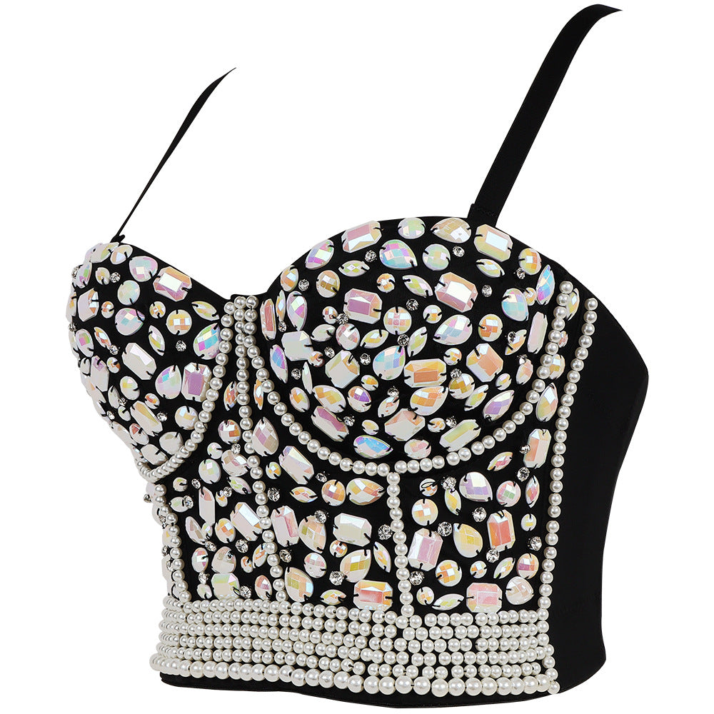 Women's Rhinestone Beaded Corset Top
