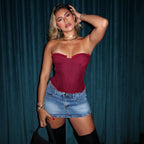 's Lace Sweet Girl Plastic Bones Body Shaping Tube Top Backless