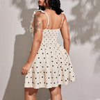 Plus Size Polka Dot Halter Mini Dress