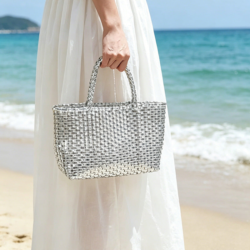 Women's Large Woven Straw Tote Beach Bag