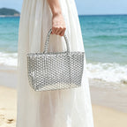 Women's Large Woven Straw Tote Beach Bag