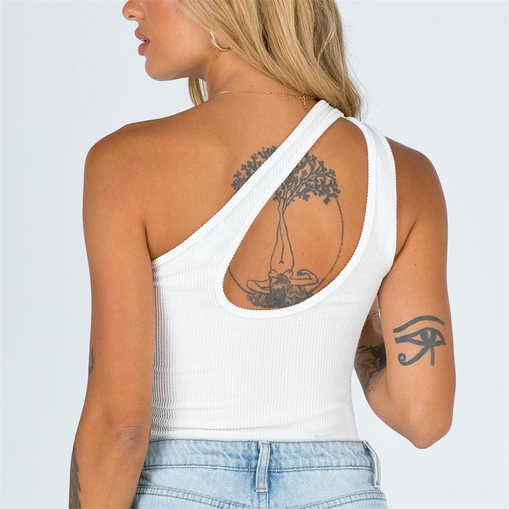 Popular Top Solid Color Sexy Oblique Shoulder Strap All-Match Vest Women Clothing