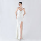 Encryption Sequin Sexy High Fork Strap Evening Dress