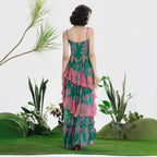 Women's Floral Print Pleated Maxi Dress