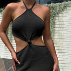 Women's Halter Cutout Sleeveless Vacation Dress