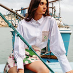 Niche Spring Summer Graffiti Pocket Printed Shirt Hip Skirt