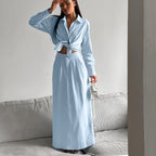 Long Sleeve Shirt Skirt Set Suit