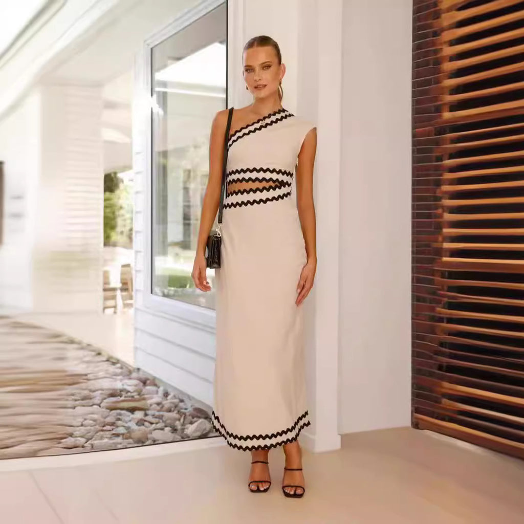 Women's One-Shoulder Cutout Asymmetric Maxi Dress