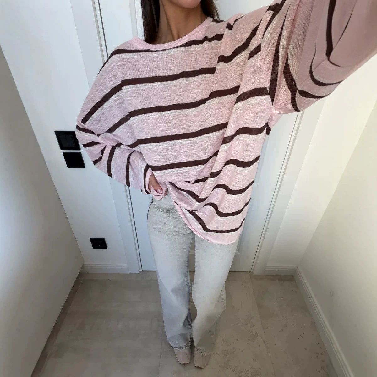 Women's Striped Tie-Detail Long Sleeve Blouse