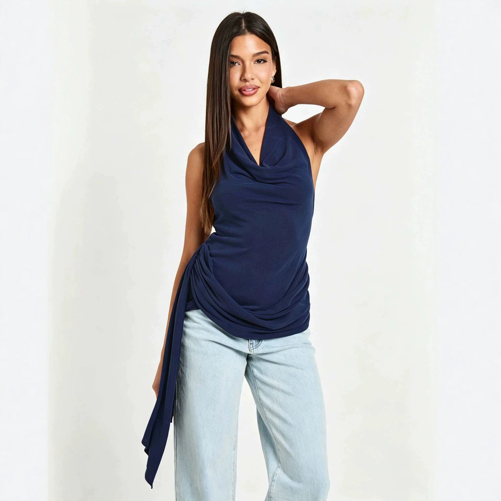 Women Clothing Summer Halter Backless SL Top Women Side