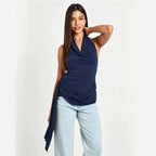 Women Clothing Summer Halter Backless SL Top Women Side