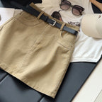 Korean Retro Easy Matching Washing Water Denim Skirt Women Summer High Waist Slimming Hip Wrapped Sexy A line Skirt