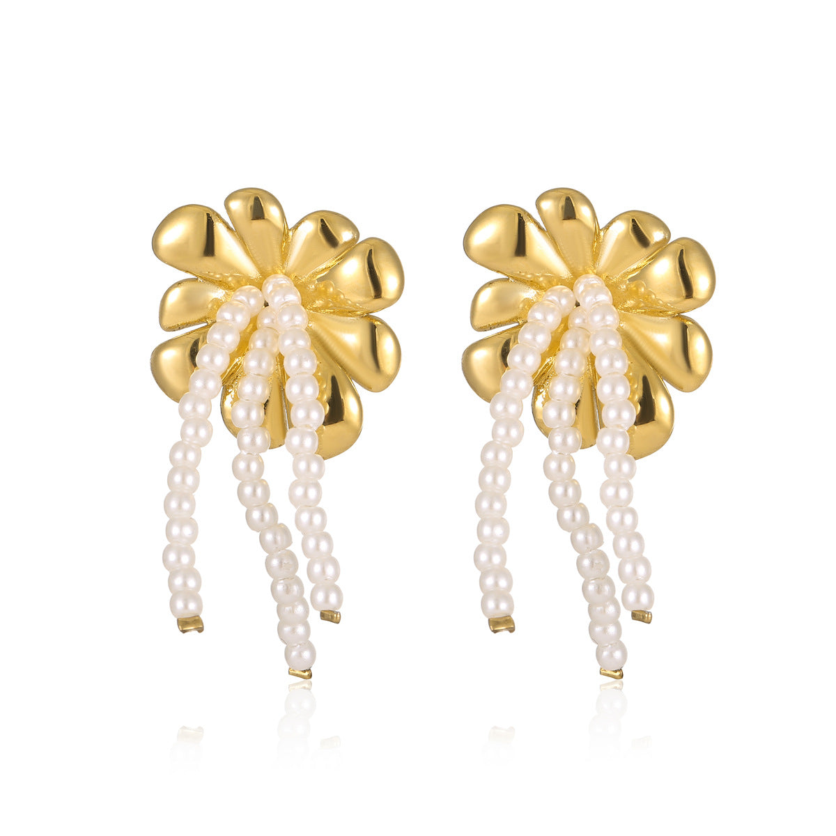 Floral Pearl Tassel Earrings