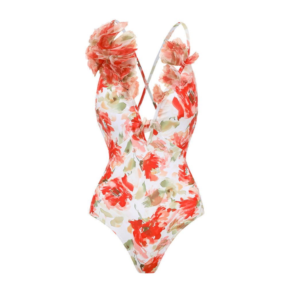 3D floral swimsuit