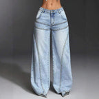 Rivet-Detail Wide-Leg Jeans