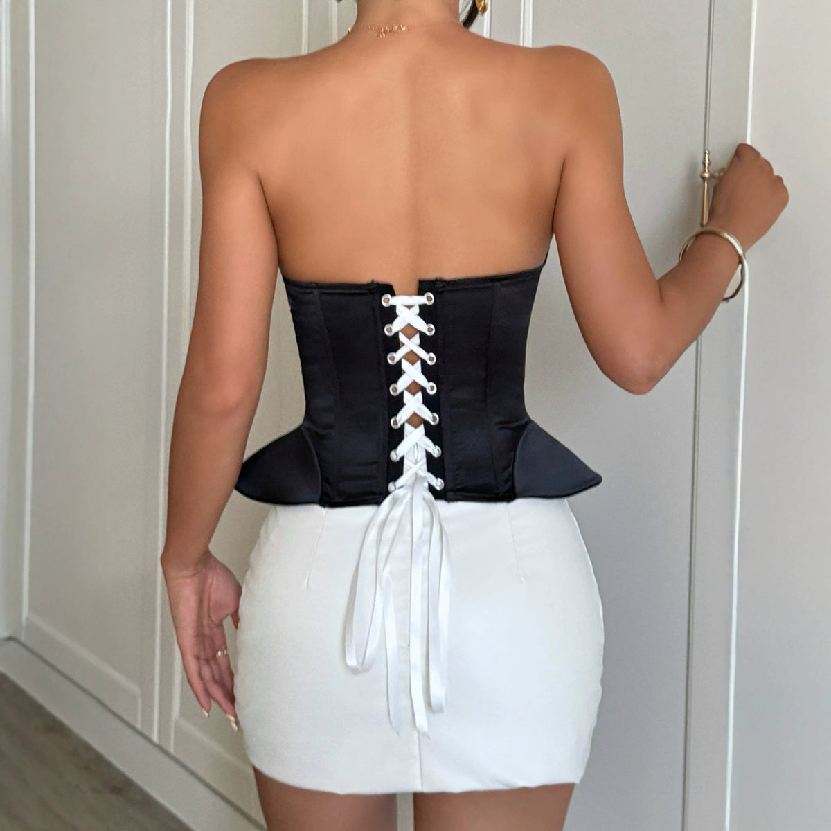 Women's Satin Lace Boning Corset Top