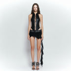 Women's Lace-Up Cropped Top & Skirt Set
