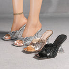 Women's High Heels Mermaid Scale Square Toe Stiletto