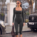 Women's Long-Sleeve Top and Yoga Shorts Set
