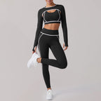 Black Cropped Pants Bra Shawl