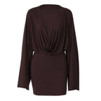 Women's Cowl Neck Long Sleeve Bodycon Mini Dress