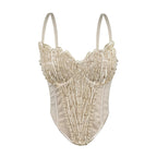 Women's Arrival Handmade Floral Pearl Suspender Vest Sexy Backless Tube Top Outer Wear Boning Corset Corset Body Shaping