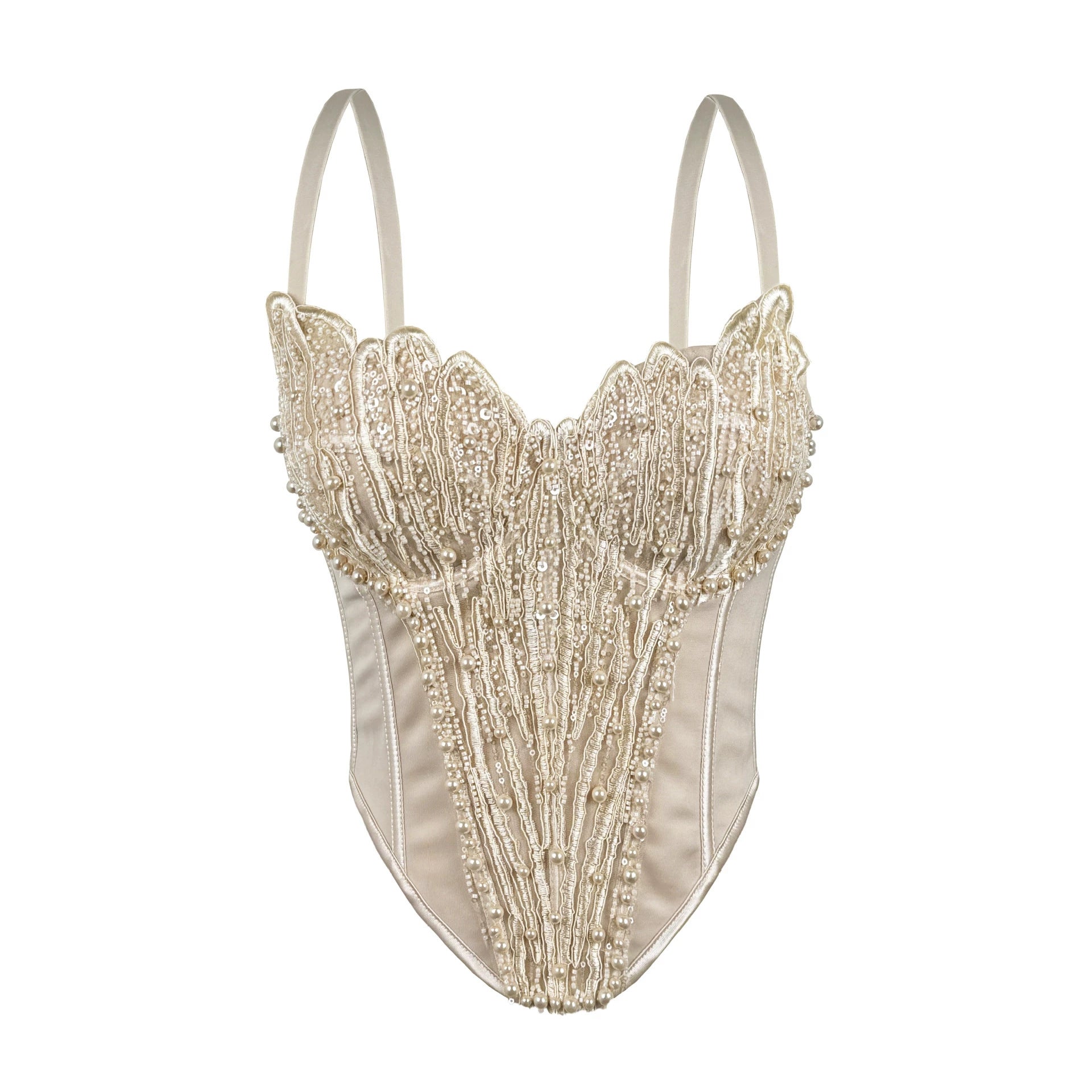 Women's Arrival Handmade Floral Pearl Suspender Vest Sexy Backless Tube Top Outer Wear Boning Corset Corset Body Shaping