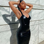 Backless V-Neck Spaghetti-Strap Mini Dress
