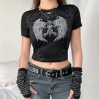 Women's Tight T-Shirt Short Cropped Exposed Office Short Sleeve