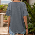 Summer Women Casual V Neck Dark Gray Top Women