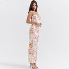 Dress Printed Strap Backless Slit Vacation Floral for