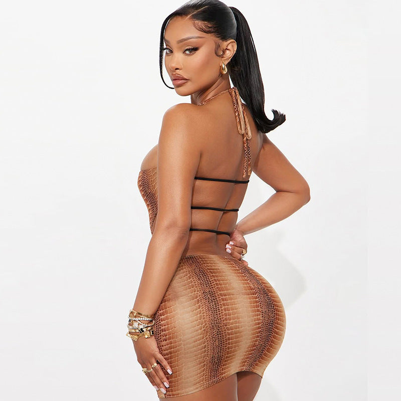 Women's Backless Halter Dress