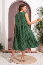 Plus Size Floral-Print V-Neck Loose Sleeveless Swing Printed Tank
