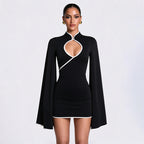 Solid-Color Cutout Mini Dress