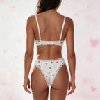 Women's Two Piece Shapewear Ladies Bra Set Printed Briefs