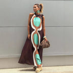 Summer Printing Halter Lace-Up A Swing Vacation Dress
