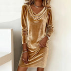 Elegant Velvet Swing Midi Dress