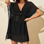 Chiffon Lace Loose Beach Sun Protection Shirt Sexy Cutout Seaside Swimwear Blouse