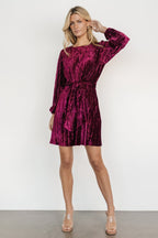 Solid-Color Loose Knee Length Office Velvet Long Sleeves Dress