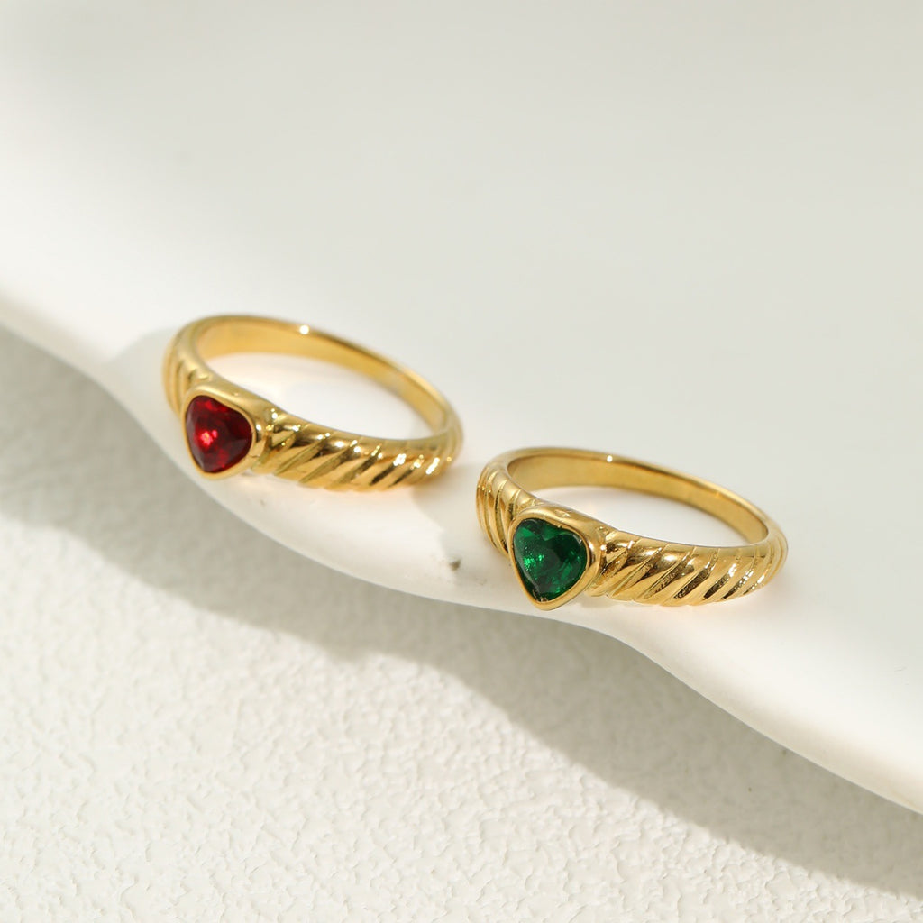 Women's Heart Zircon Ring