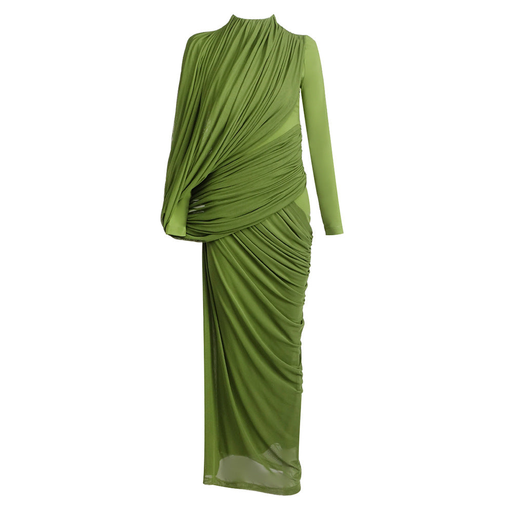 Women's Pleated Long Sleeve Dress