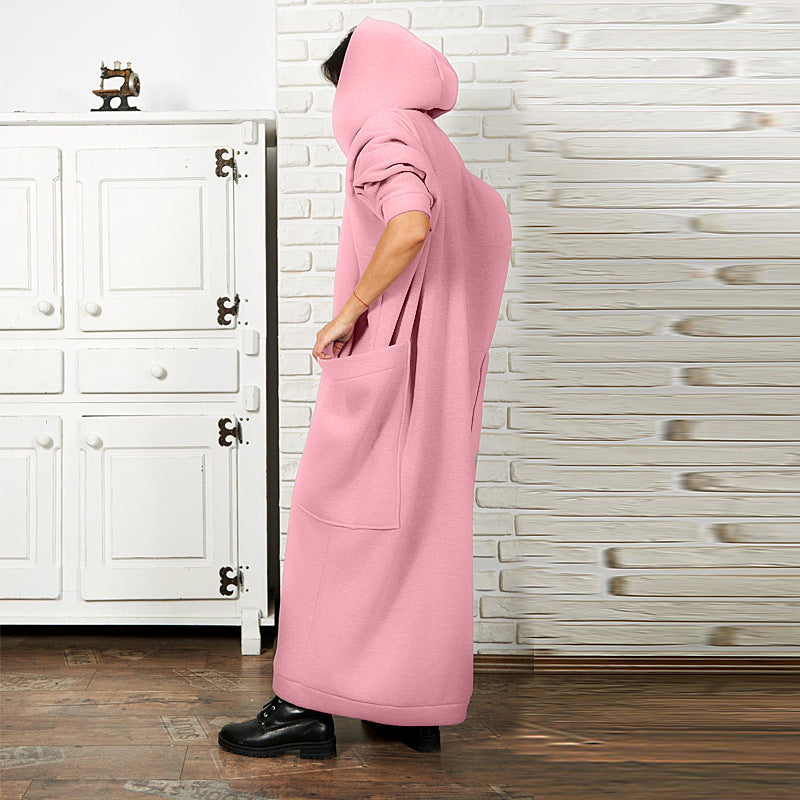 Plus Size Hooded Sweater Dress with Pockets