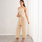Women's Backless Jumpsuit Trousers Straight Jumpsuit