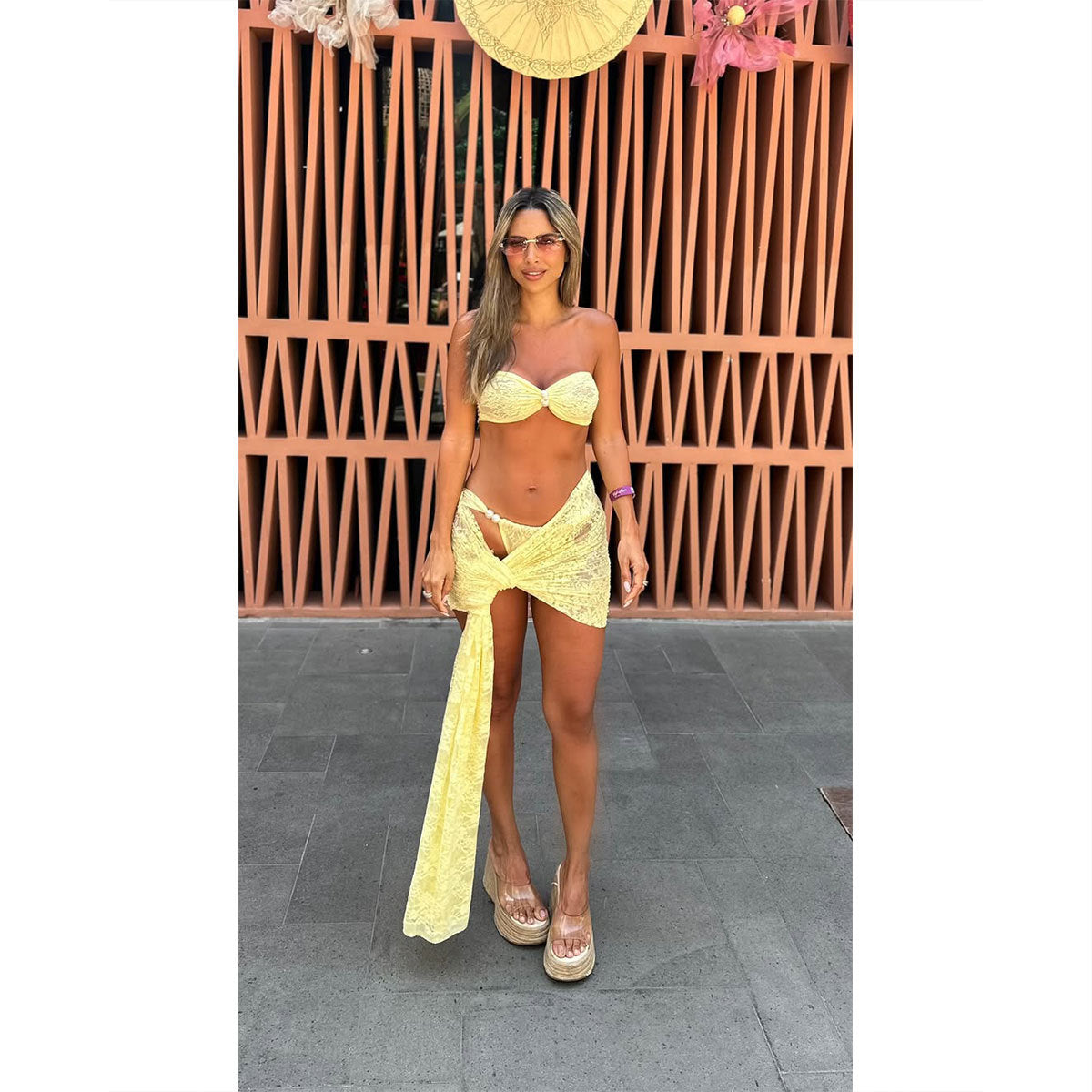 Women's Lace Bikini Set with Matching Skirt