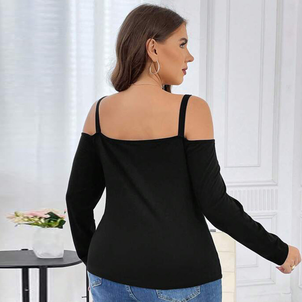 Women's Plus Size Off-Shoulder Waffle Top
