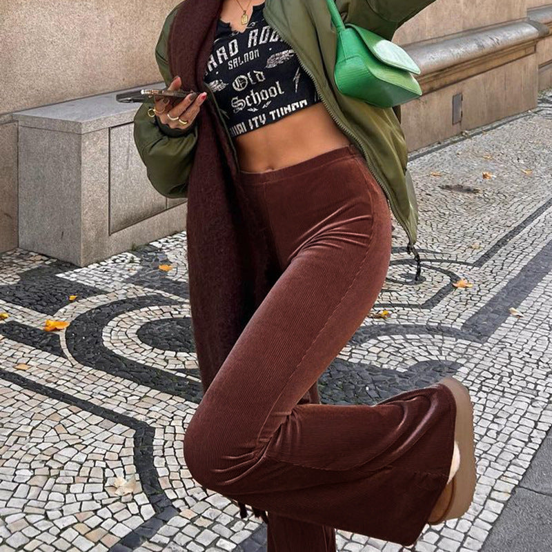 Autumn Arrival Solid Color Velvet Elastic High Waist Skirt